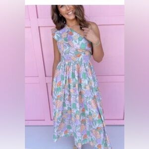 One shoulder floral maxi dress NWT